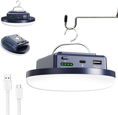 Luzes de acampamento portátil USB recarregável ao ar livre