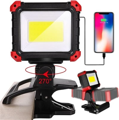 Luz de trabalho recarregável LED com braçadeira